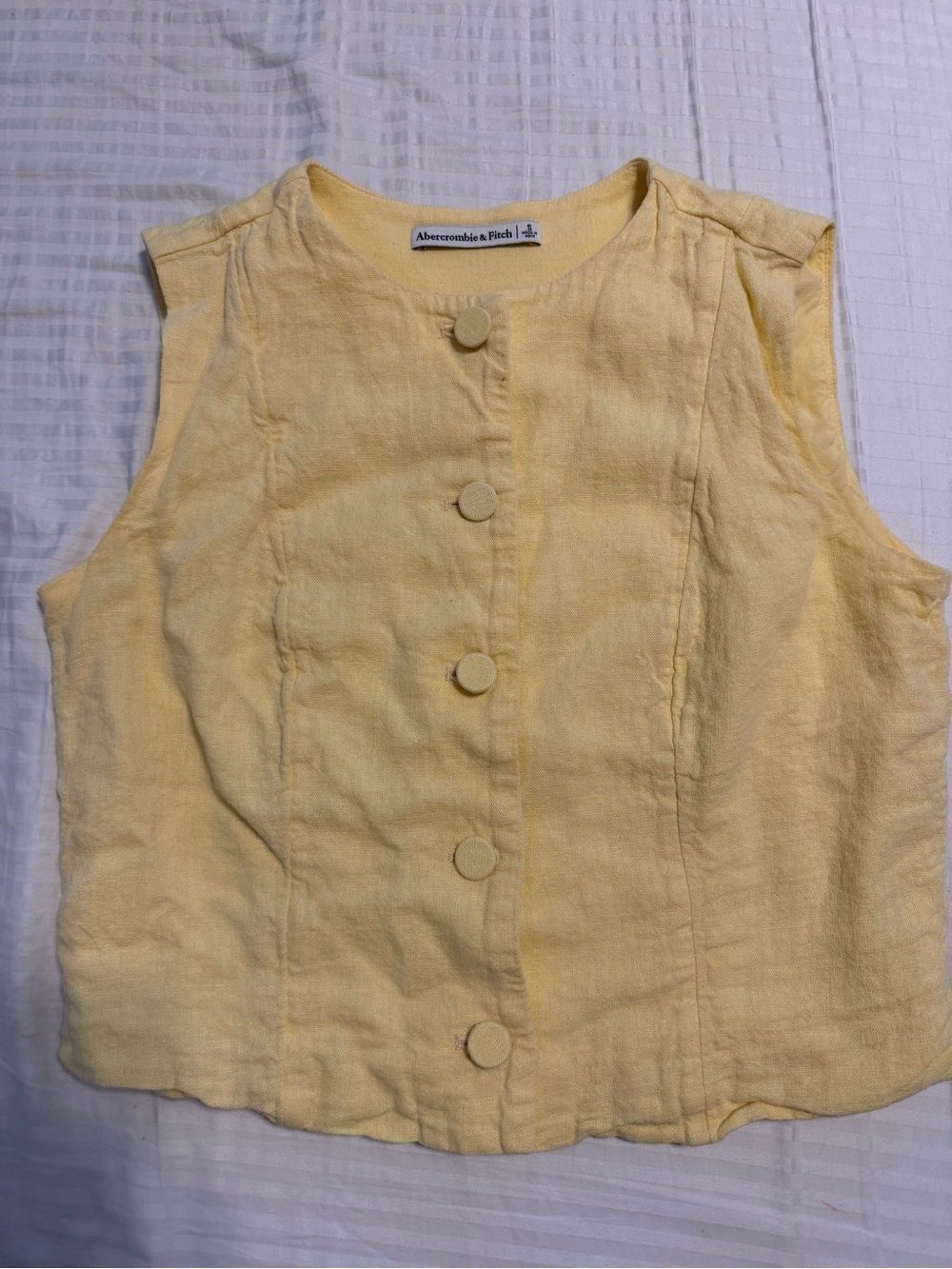 Abercrombie & Fitch Girls' Yellow Sleeveless Button-Front Top